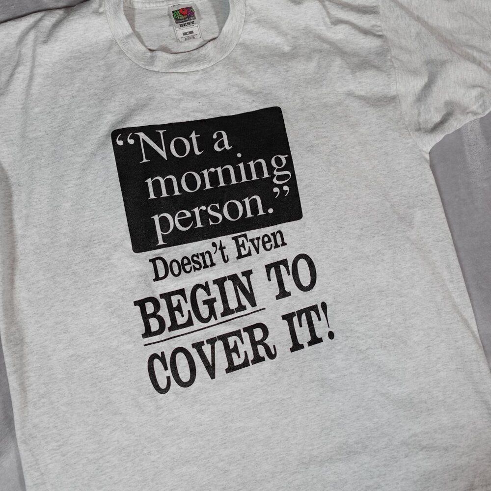 Vintage Not A Morning Person Humor T Shirt Mens XL Funny Gray Y2K